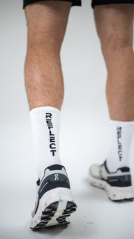 Vertical ribbed back sock - White
