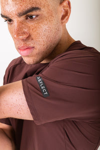 Reflect® Mesh T-Shirt Maroon — reflective branding detail