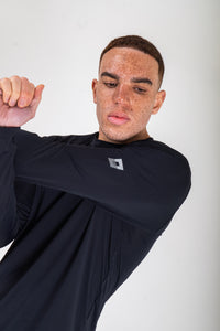 Reflect® Long Sleeve T-Shirt Navy — reflective branding detail
