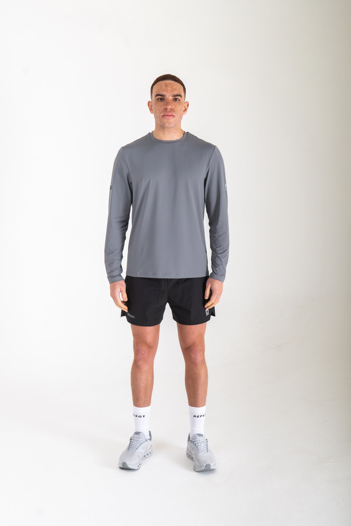 Men's Reflect® Long Sleeve T-Shirt in Grey — front view