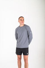 Reflect® Long Sleeve T-Shirt Grey — reflective branding detail