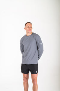 Reflect® Long Sleeve T-Shirt Grey — reflective branding detail